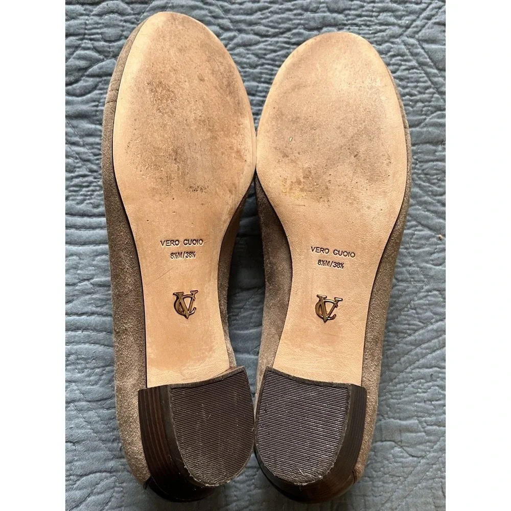 Vero Cuoio Vc Signature Vi-Nova Taupe Gray Brown Suede Slip On Loafers Size 8.5M